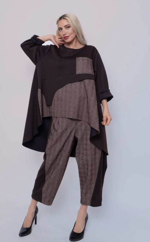 OVERSIZED POCKET TUNIC - 14-20 - CHOCOLATE