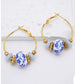 CERAMIC BEAD HOOP EARRINGS- BLUE
