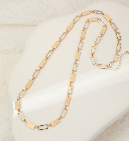 RECTANGLE LINK LONG NECKLACE