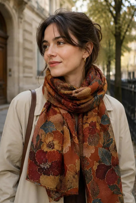 FLORAL FOIL PRINT SCARF