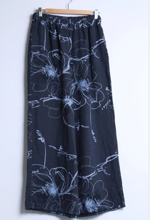 FLORAL PRINT LINEN PALAZZO - 10-16