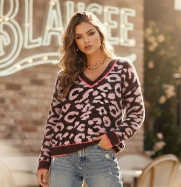 LEOPARD PRINT KNIT - 10-16 - CHOCOLATE