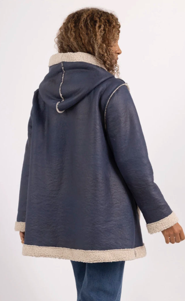 SHERPA LINED HOOD ZIP COAT - 10-16 - NAVY