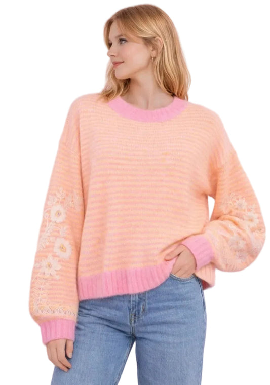 ALPACA WOOL BLEND EMBROIDERED KNIT - 10-16