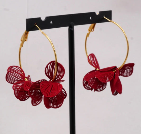 STATEMENT PETAL HOOPS - RED