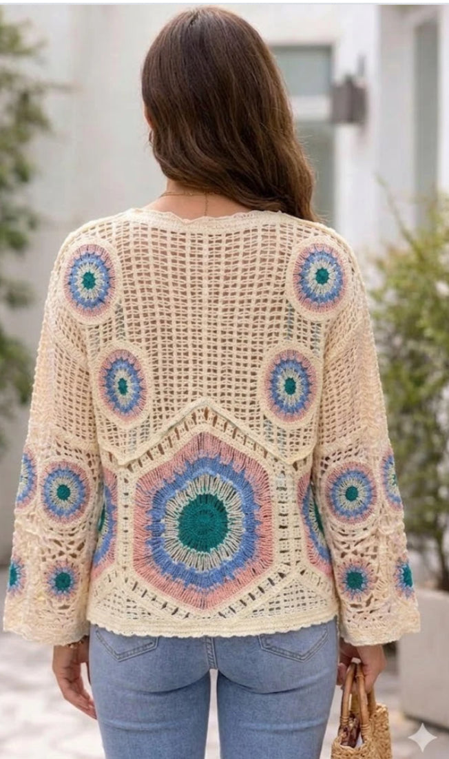 COTTON BLEND CROCHET KNIT - 8-14