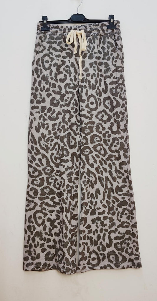 ANIMAL PRINT PALAZZO - 100% COTTON - BEIGE - 8-12