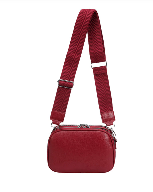 DOUBLE ZIP CROSSBODY - RED