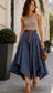 COTTON ASYMMETRIC SKIRT WITH BELT - 8-14 - NAVY