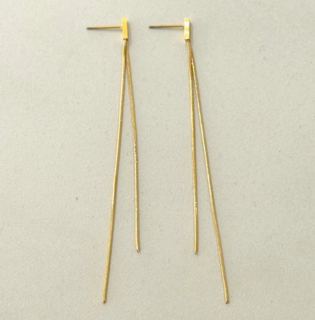 STAINLESS STEEL CHAIN DROP EARRINGS