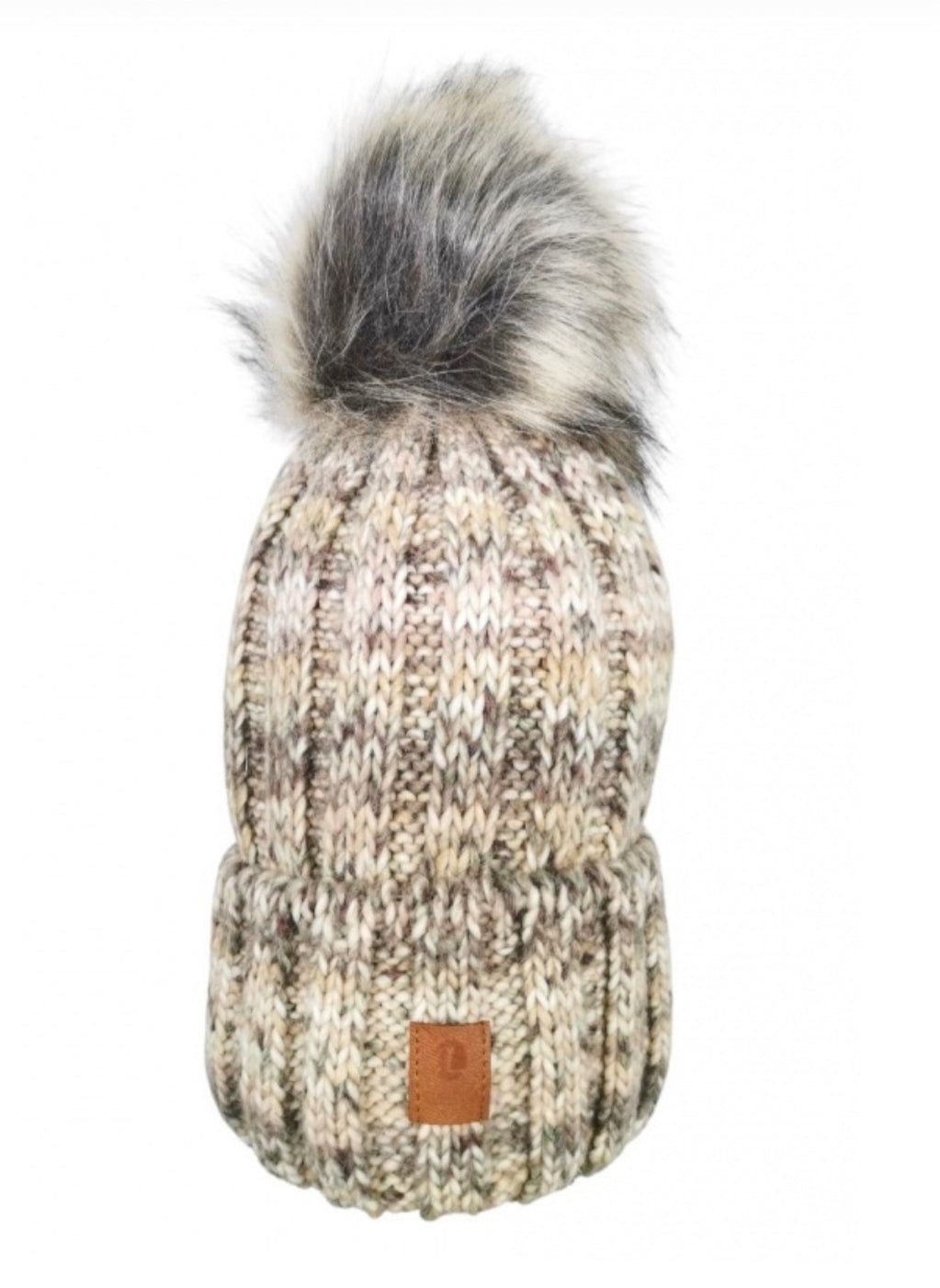 WOOL BLEND FLEECE LINED HAT WITH REMOVABLE POM - BEIGE