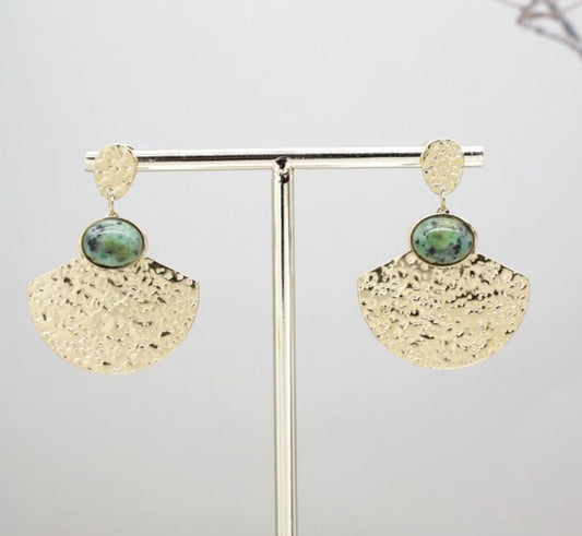 FAN STATEMENT EARRINGS - GREEN