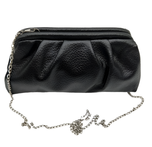 LEATHERETTE EVENING CLUTCH - BLACK