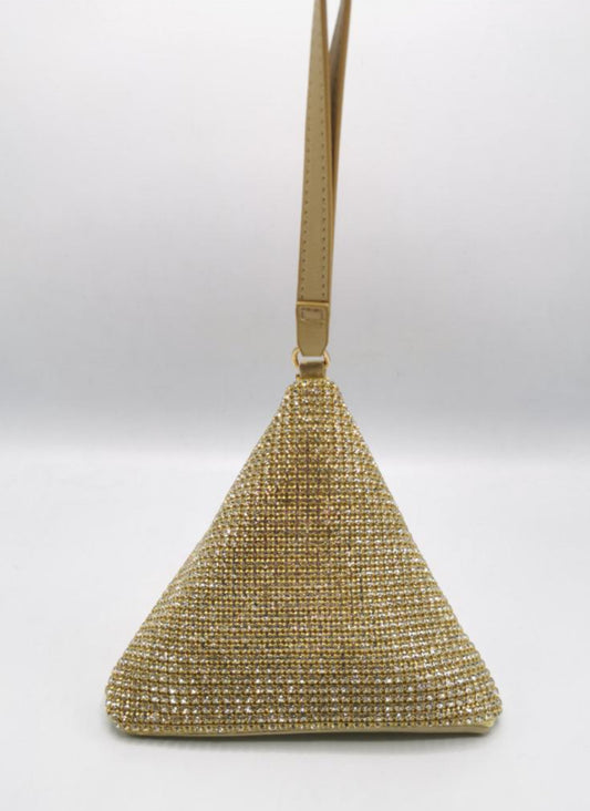 GOLD CRYSTAL TRIANGLE OCCASION BAG