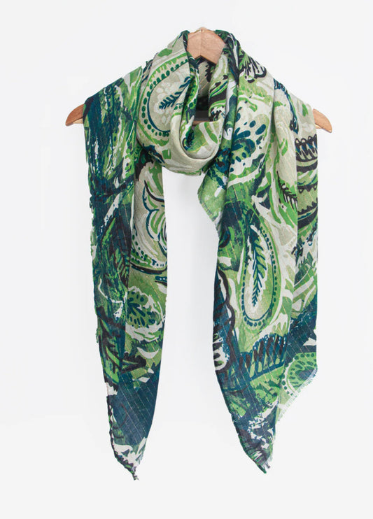 MARBLE PRINT SCARF - GREEN