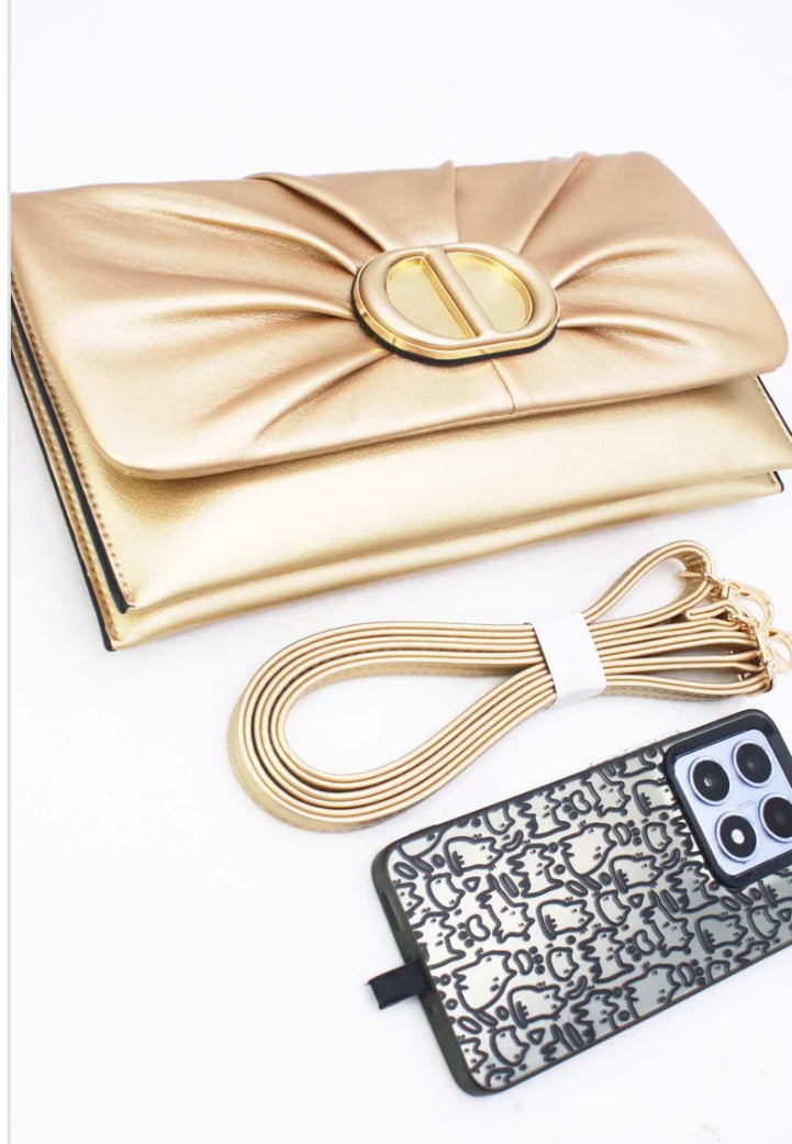 RUCHED OCCASION BAG - GOLD