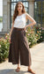 COTTON BELTED WIDE LEG PANTS - 8-14 - CHOCOLATE