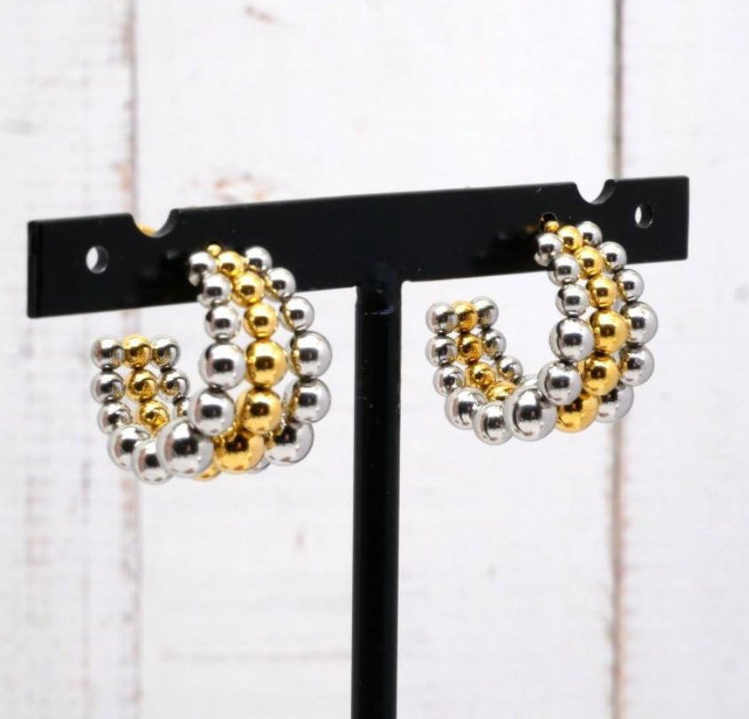 GOLD/SILVER BALL EARRINGS