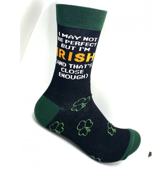 MENS BAMBOO SOCK - I MAY NOT BE PERFECT BUT IM IRISH AND THATS CLOSE ENOUGH