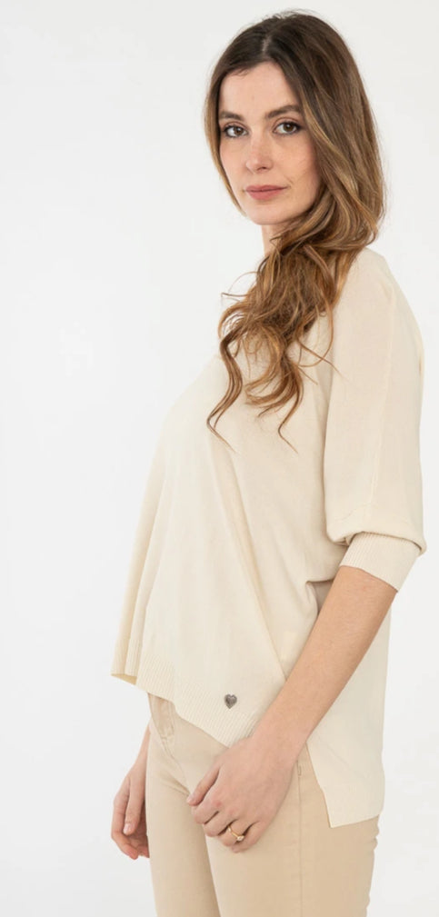 *SALE* V-NECK FINE KNIT - 8-16 - BEIGE