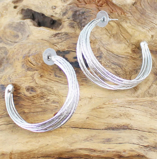 MULTI STRAND HOOP EARRINGS - SILVER
