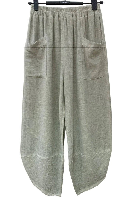 TULIP HEM COTTON LINEN PANTS - 10-16