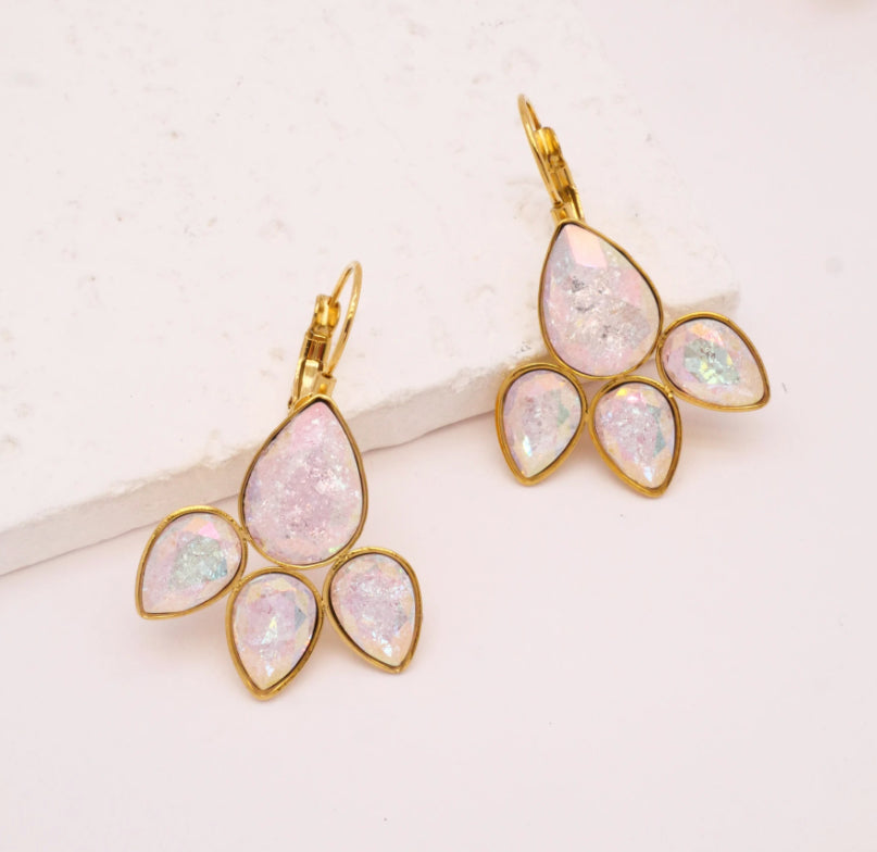 CRYSTAL DROP EARRINGS - PINK