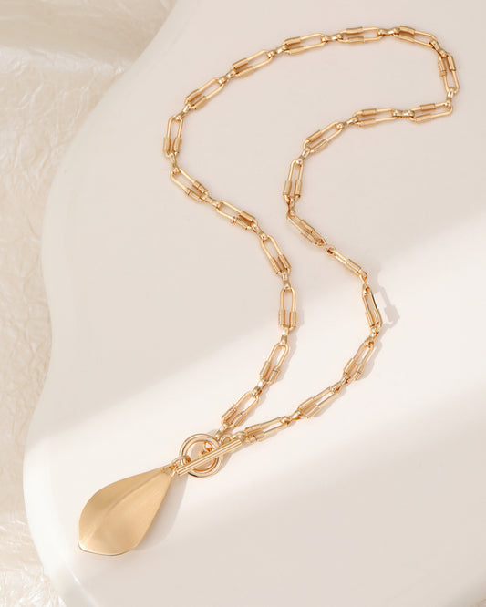 T-BAR TEARDROP NECKLACE- GOLD