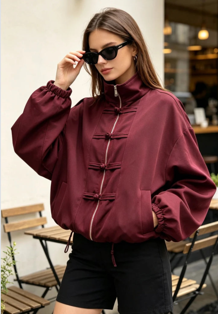 MILITARY TOGGLE JACKET - 10-16 - BURGUNDY