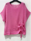 MESH RUCHED COTTON TOP - 10-16 - FUSCHIA