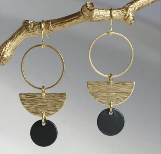 KAIKO - CIRCLE MOON BRASS EARRINGS