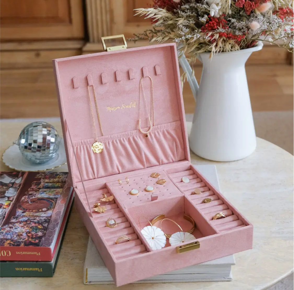 VELVET JEWELLERY BOX - PINK