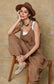 LINEN BUCKLE JUMPSUIT - 8-14 - BROWN