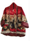 PRINT QUILTED JACKET - 8-14 - BURGUNDY