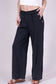 COTTON/LINEN BLEND BUTTON DETAIL PANTS - 8-14 - BLACK