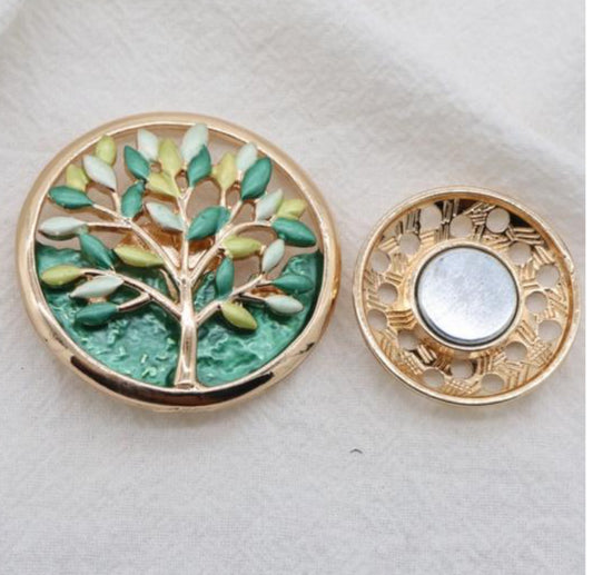 GREEN TREE OF LIFE MAGNETIC BROOCH