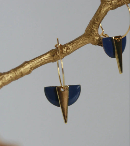KAIKO - NAVY ENAMEL EARRINGS