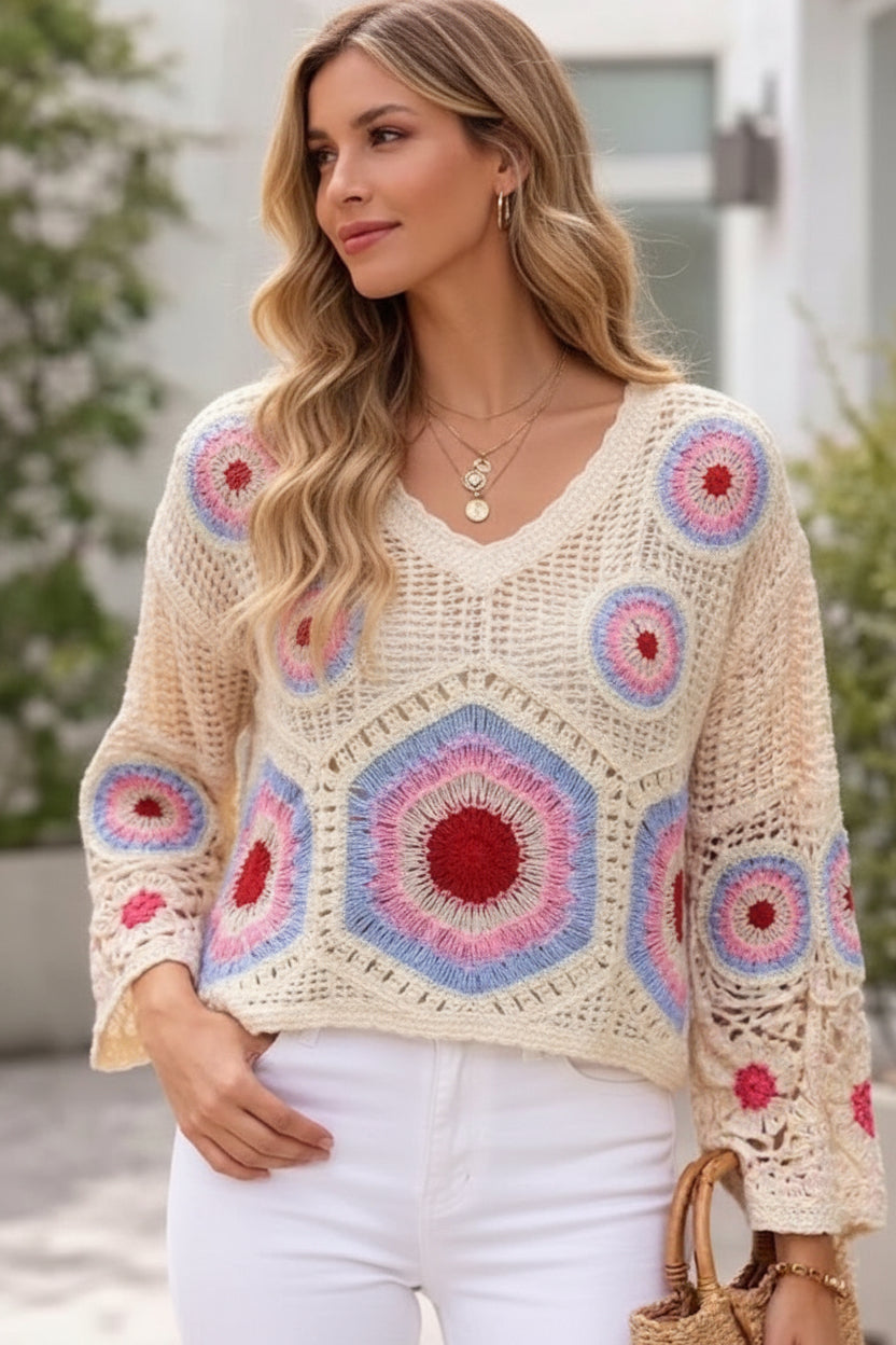 COTTON BLEND CROCHET KNIT - 8-14