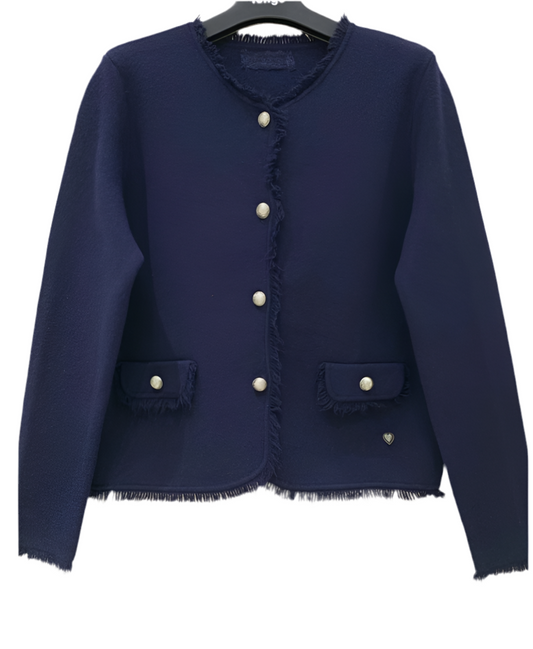 CLASSIC KNIT BUTTON CARDI - 8-12 - NAVY