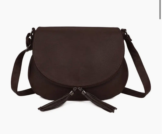 TASSLE CROSSBODY - DARK BROWN