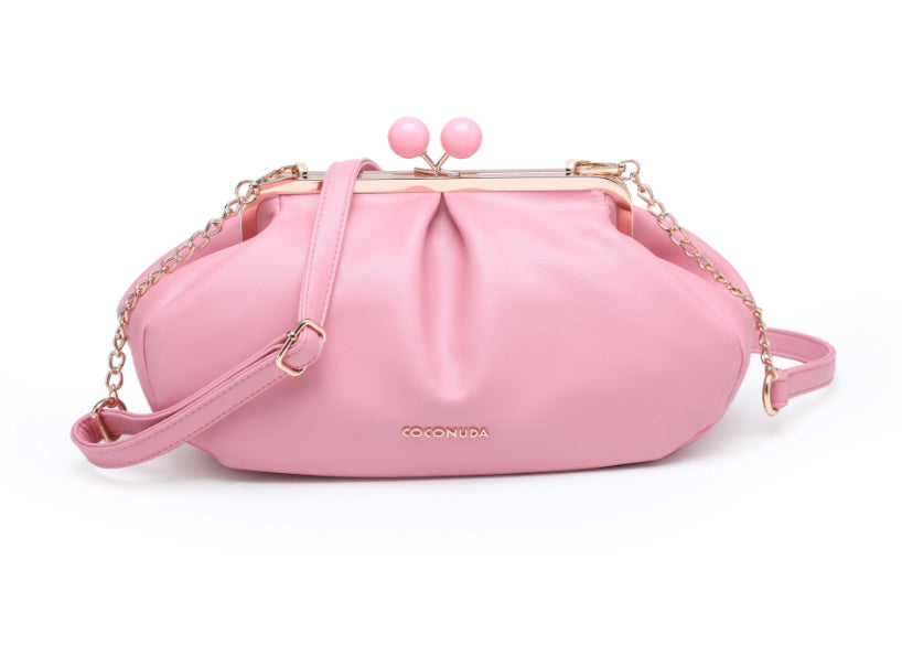 VINTAGE CLASP CLUTCH WITH CHAIN STRAP - PINK