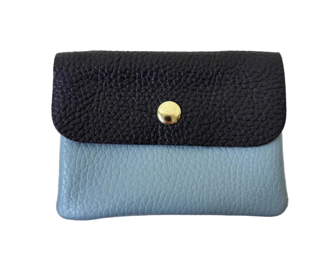 LEATHER CARD WALLET - NAVY/BLUE