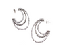 TRIPLE STRAND CRYSTAL HOOP STUD EARRINGS- SILVER