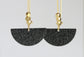 KAIKO - SEMI CIRCLE BLACK STATEMENT EARRINGS - 16K GOLD PLATED BRASS