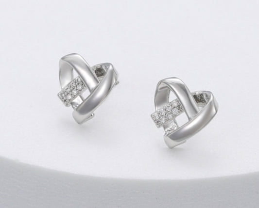 CRYSTAL KNOT STUD - SILVER