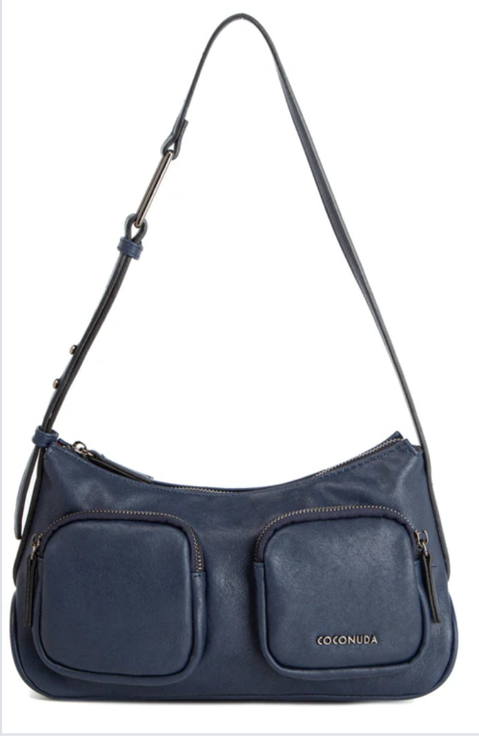 DOUBLE POCKET SHOULDER BAG - NAVY