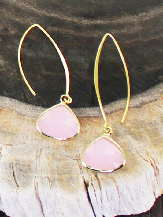 GOLD PLATED GLASS DROP EARRINGS