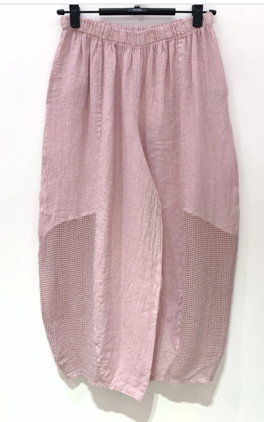 COTTON/LINEN MESH PANTS - 10-16 - PINK