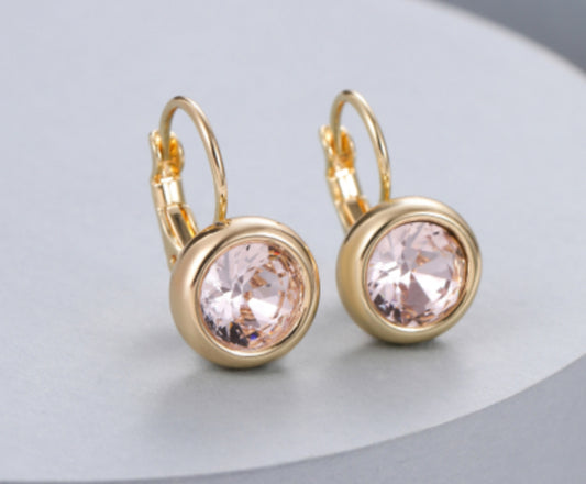 CRYSTAL DROP EARRINGS - PINK