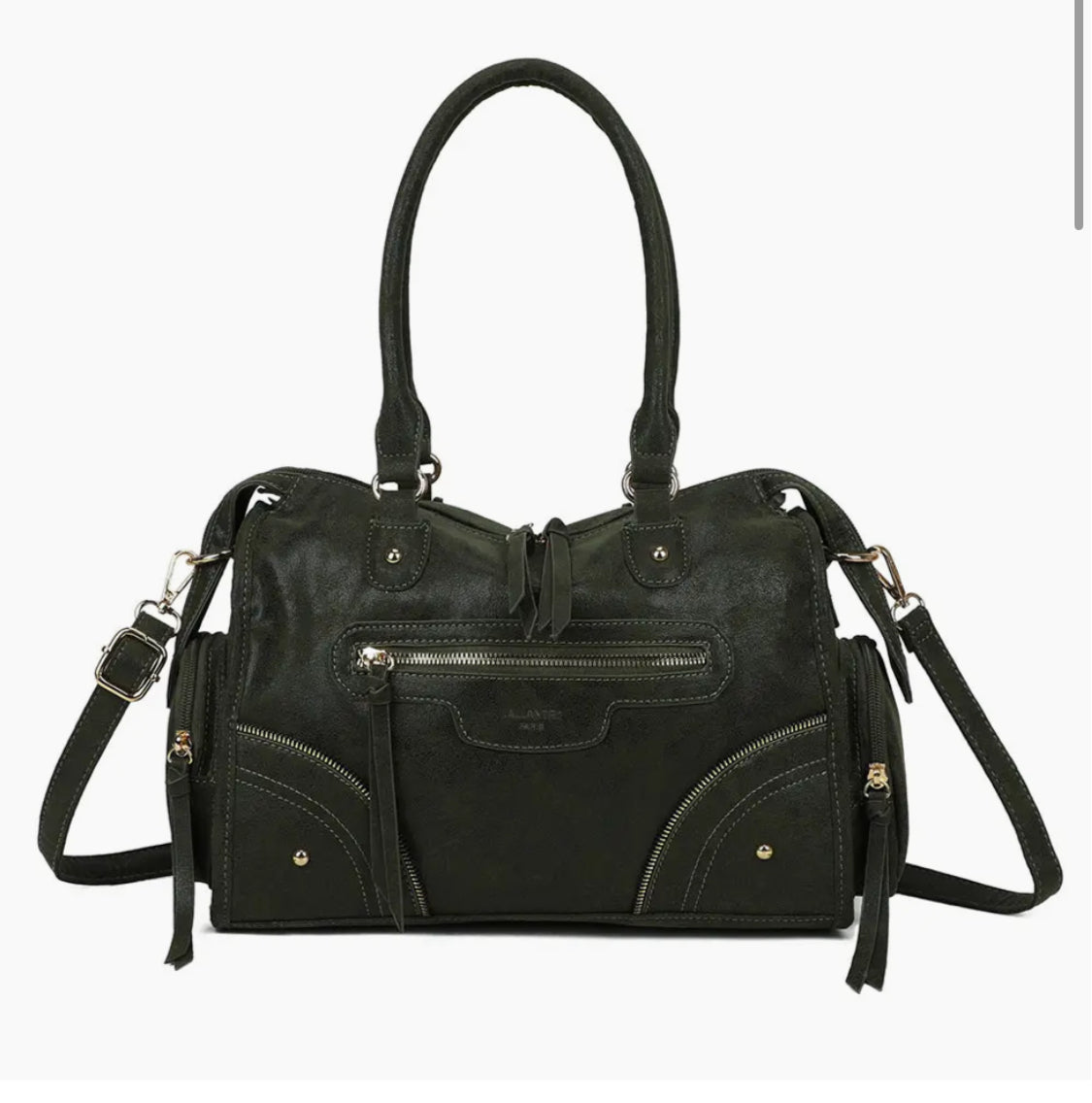 ZIP DETAIL BAG -FOREST GREEN